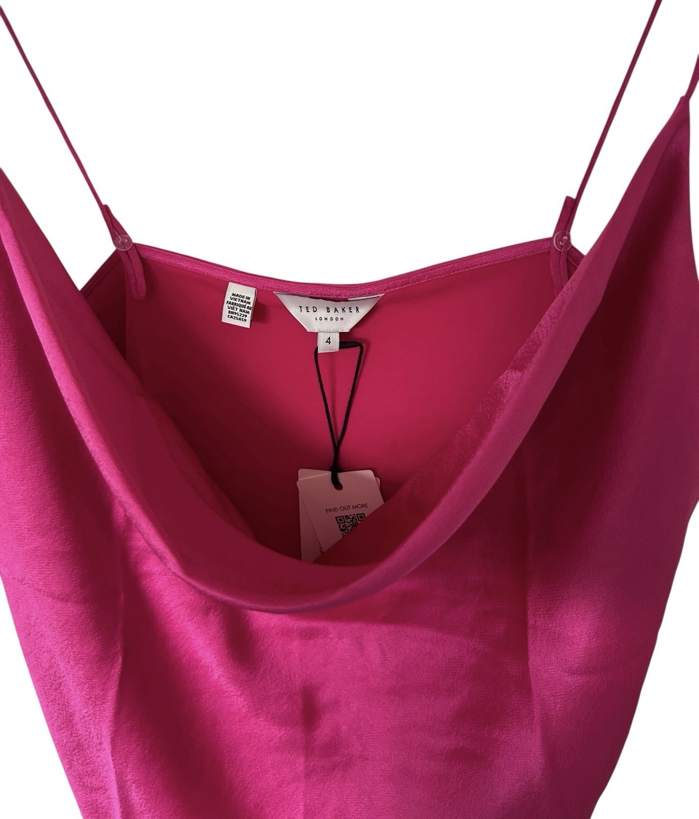 Hot Pink Ted Baker Satin Feel Cami Top With Thin Straps Size 4 (Uk 14) RRP £55!! image 2