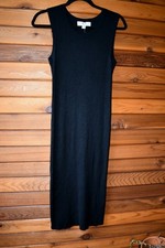 NWT Magaschoni Womens Dress Sheath Midi Ribbed Knit Black Sleeveless Stretch M