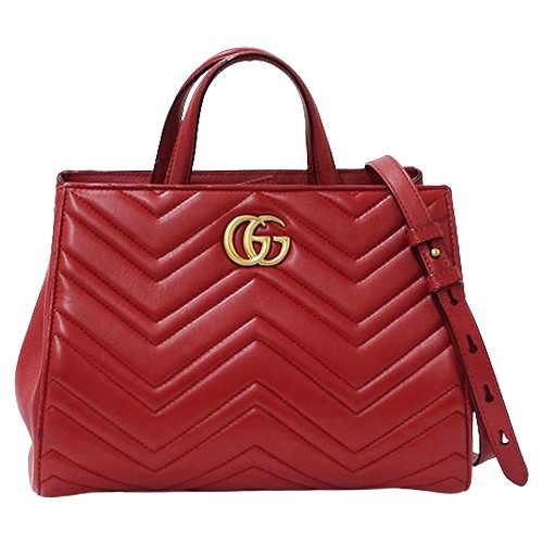 GUCCI Bag hand Shoulder 2 way GG Marmont Leather red 448054 quilted 846442