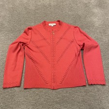 St John Collection Sweater Womens 12 Zip Cardigan Knit Pointelle USA Cottagecore