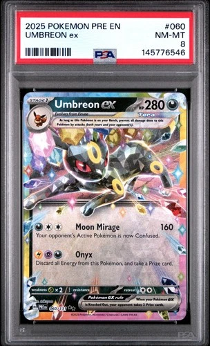 2025 POKEMON PRE EN-PRISMATIC EVOLUTIONS #060 UMBREON EX PSA 8