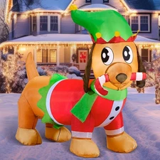 Leyndo 5 ft Schnauzer Christmas Inflatables Outdoor Decorations Xmas Dog Blow