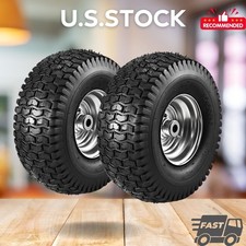 New 15x6.00-6 Lawn Mower Tire Wheel 2pcs 34 Bore 3 Hub 4 Ply Tube