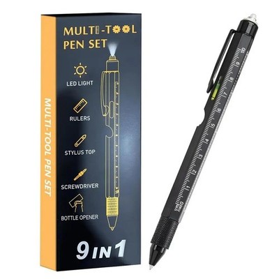 9 in 1 Multifunction Ballpoint Pen with Modern Handheld Tool Measure Technical