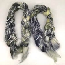 Two 4oz Skeins Hand-Dyed Roving Wool - Variegated Mossy Stone Colors