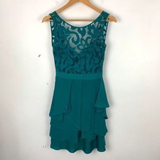 Coast Prom Party Dress Womens 6 Teal Green Lace Layered Party Cocktail