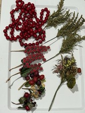 Vintage Christmas Craft Picks Lot Sugared Berries, Red Berries Florals Mixed