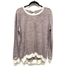 Aritzia Wilfred Ringer Sweater Medium Heathered Cherry Truffle Knit Pullover NWT