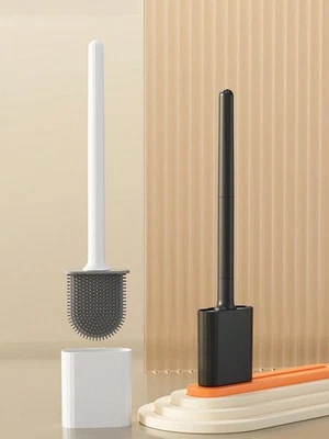 Silicone Toilet Brush & Holder Set Soft TPR Toilet Cleaning Brush For Clean Home