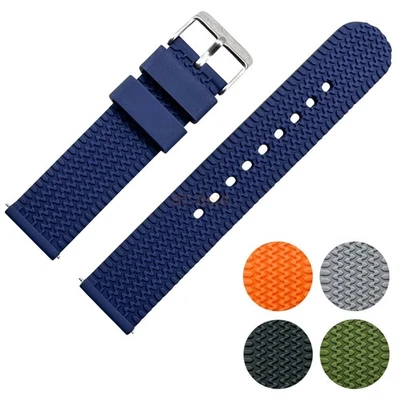 Bracelet de montre silicone pneu bande de roulement caoutchouc libération rapide 18/20/22 mm - Photo 1/4