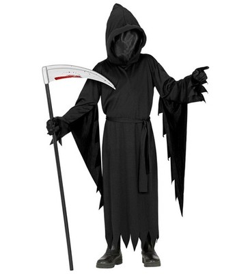 Widmann Reaper (Hooded Robe With Faceless Mask, Belt) (158 cm / 11-13 Years) Bla