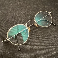 VTG 90s LANVIN FRANCE Classic ROUND Rimless Bottom Frame Eye Glasses Silver 43