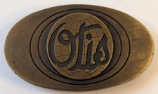OTIS Elevator Company Brass Belt Buckle Otis Emblem World Globe SPEC-CAST