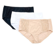 Breezies Set 3 Soft Support Lace Briefs Large Basic A678631  11564
