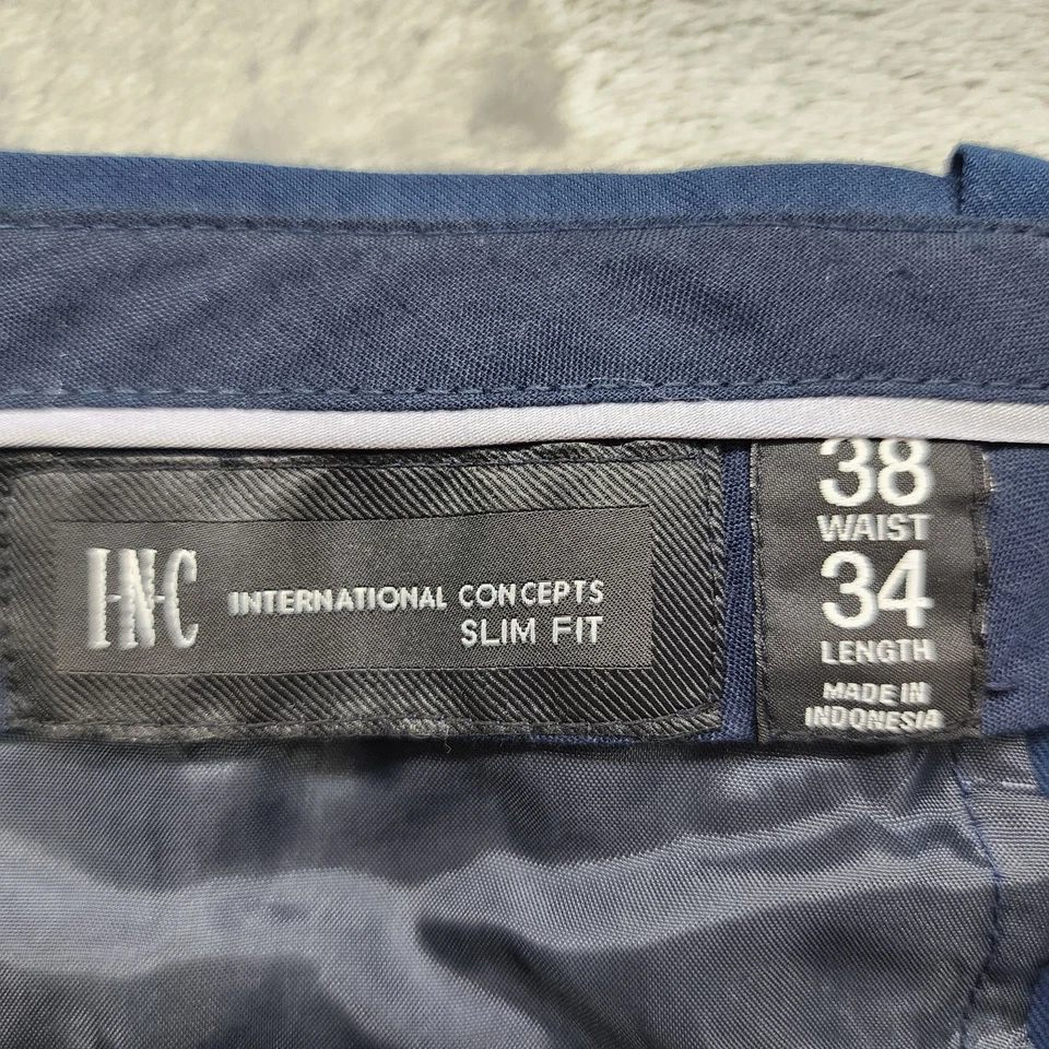 Pantalones INC International Concepts para hombre 38X34 azul calce ajustado plano oficina delantera  Foto 4 de 4