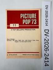 Gary Glitter -  Picture Pop '73 - Top Sellers - Panini Card Sticker #11 (NM)