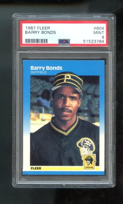 1987 Fleer #604 Barry Bonds Pirates ROOKIE RC MINT PSA 9 Graded Baseball Card