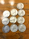 Lot Of 10 90% Silver Washington Quarters.