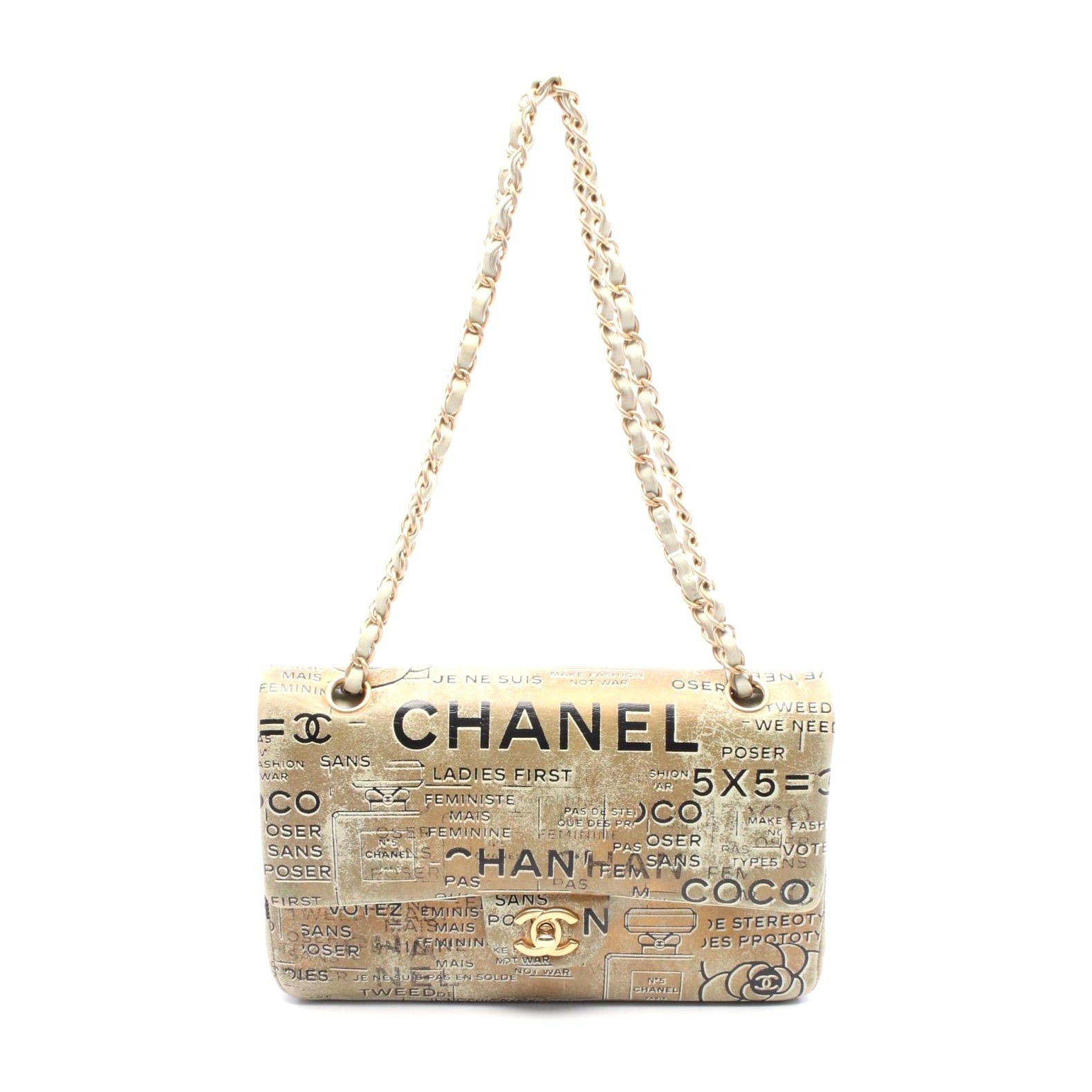 Chanel Brown Matelasse W Flap Leather Shoulder Bag One Size