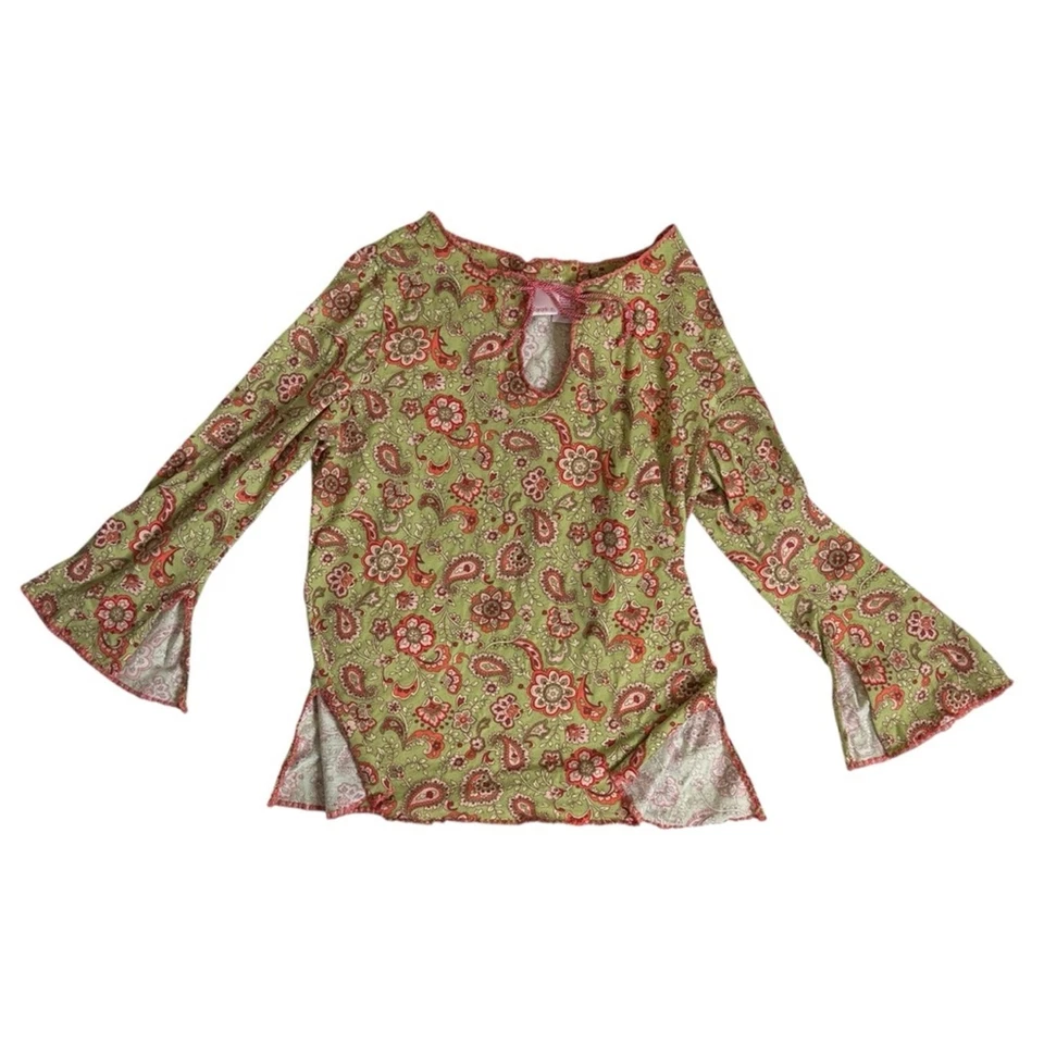 Vintage Y2K Xhilaration Paisley Floral Split Sleeve Top Women's Size Medium Boho - Image 3 of 4