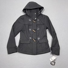 Celebrity Pink Hooded Duffle Coat Women Size Small Gray Toggle Wool Blend Nwt