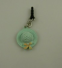 Spring garden hat bonnet green bow Cell phone or purse charm silvertone