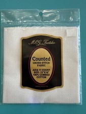 MCG TEXTILES COUNTED CROSS STITCH FABRIC AIDA 11 CT 12x18 COMBED COTTON WHITE