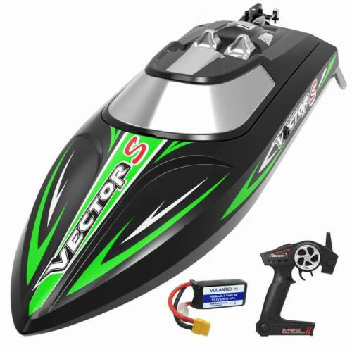 RC Racing Boat 2.4Ghz Brushless High Speed 30MPH Self Righting One Battery Black - Afbeelding 1 van 8