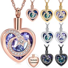 Star Moon Heart Urn Pendant Cremation Jewelry for Ashes Keepsake Memory Necklace