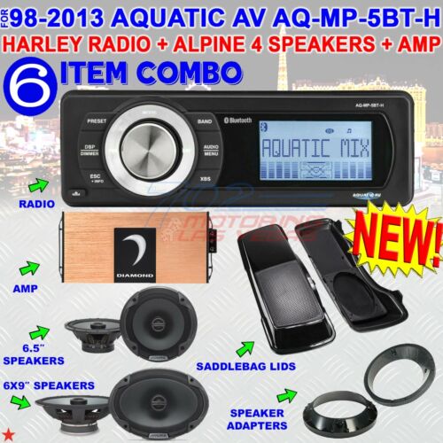 98-2013 RADIO AQUATIC AV AQ-MP-5BT-H HARLEY DAVIDSON + HAUT-PARLEUR ALPIN 4 + AMPLI    - Photo 1 sur 12