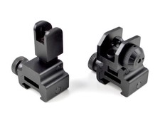 High Profile Front And Rear Flip-up Backup Sight Set, Black, Anodized ALUMINUM