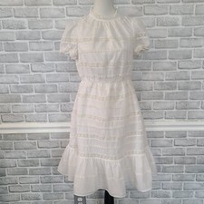 J.Crew Puff Sleeve Daisy Chain Dress White Cotton Cottagecore Feminine Ruffled 6