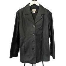 Vintage TRIBECA Studio Genuine Black Leather Jacket Women  s Size Large