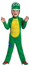 Dinosaur Child Costume Green Jumpsuit Headpiece Disguise Toddler