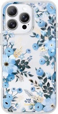 iPhone 16 Pro Max 6,9'' Hülle mit Blau Nemophila Blumenmuster, Slim Stoßfest