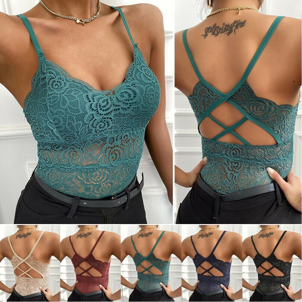 Women’s Lace Bralette Bustier Crop Top Camisole Tank Vest for Ladies-image