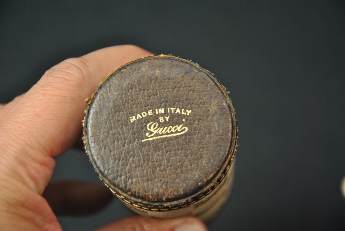 VTG Gucci Flask Thermos Cup GG Guccissima Monogram Tumbler 15524S