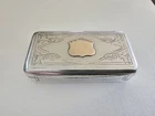 ANTIQUE LATE 19th CENTURY DIANA SILVER 800 PILL BOX WITH GOLDEN COAT OF ARMS.