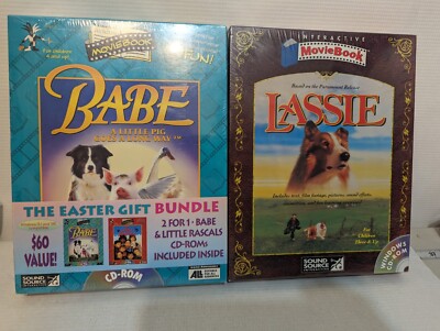 Lot 2 Babe & Lassie Interactive MovieBooks Sound Source Windows PC-CD 1994 New