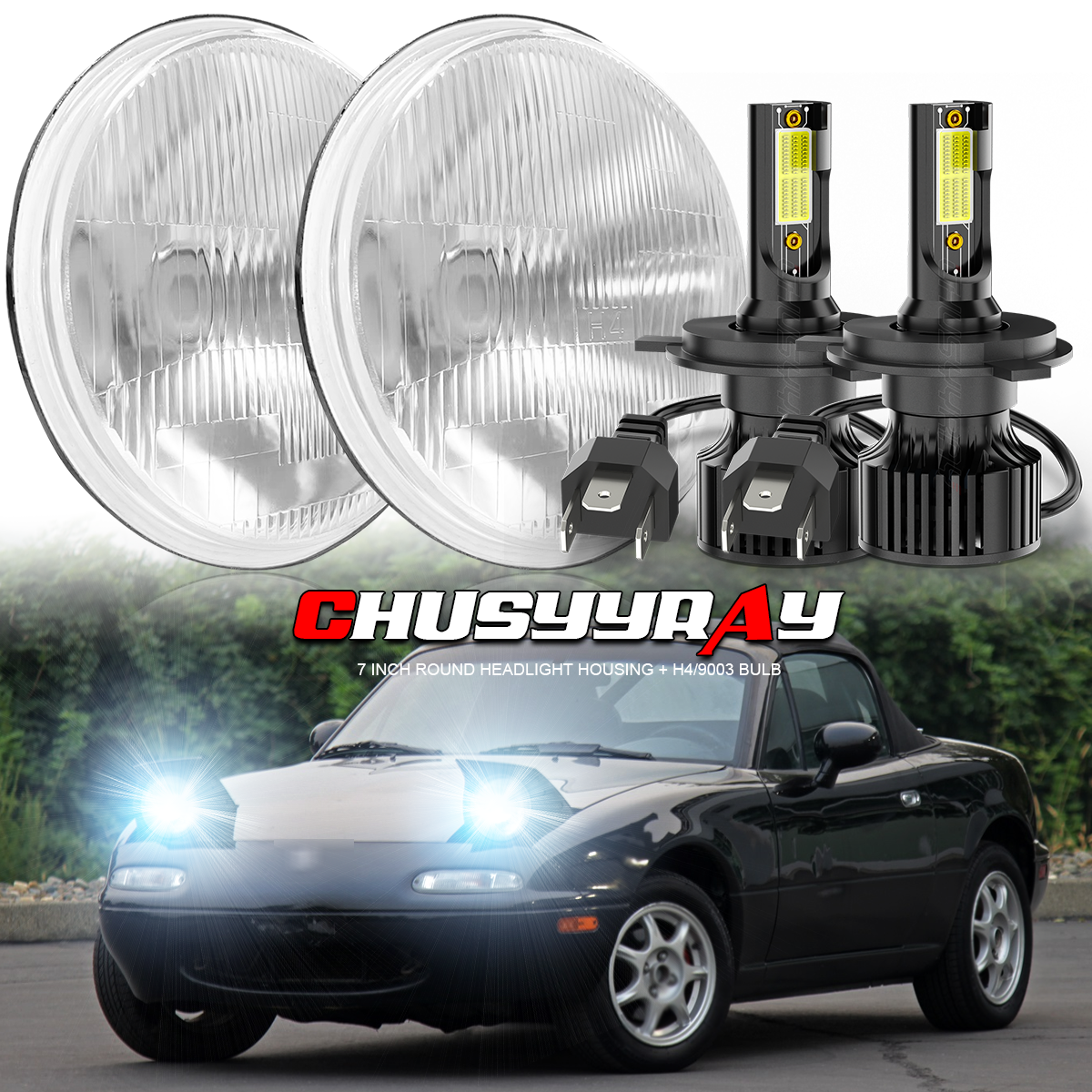 マツダ LEDヘッドライト 2x For Mazda Miata MX-5 MX5 1990-1997 DOT 7