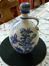 Nachlass-selten schöne grosse Henkel Keramik Flasche-sehr guter Zustand-Rarität