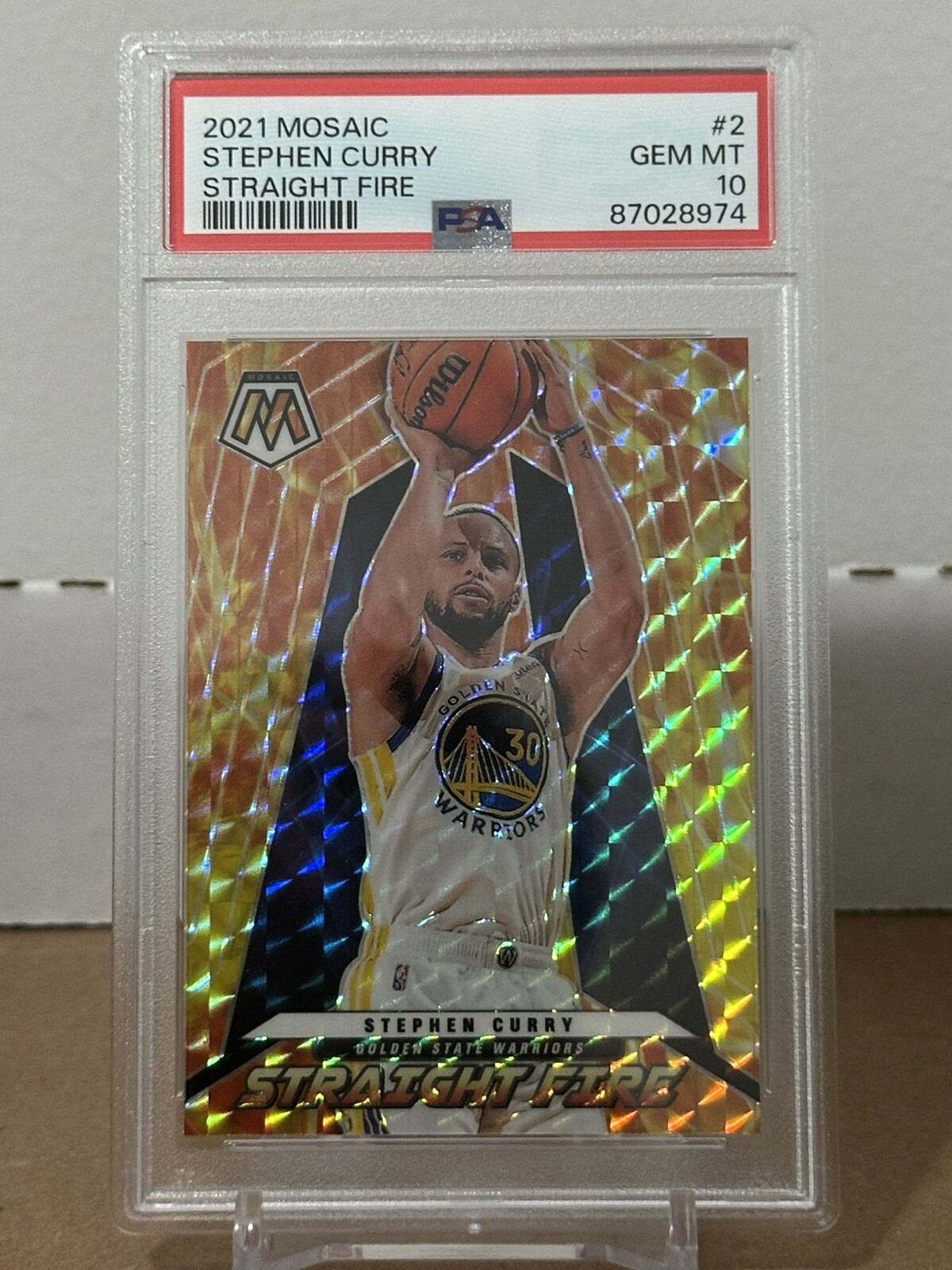 2021 Mosaic Stephen Curry Straight Fire PSA 10 Warriors SP