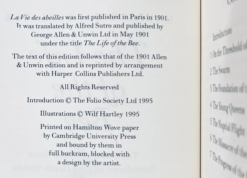 The Life of the Bee, Maurice Maeterlinck, The London Folio Society, 1995, New - Image 4 of 4