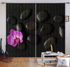 3D Black Stone Petals ZHUA248 Photo Curtain Window Blockout Fabric Amy 2023
