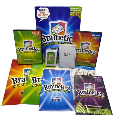 Brainetics Set Parts 1 and 2 DVDs 1-7 Playbooks Tricks Homeschool Math Memory