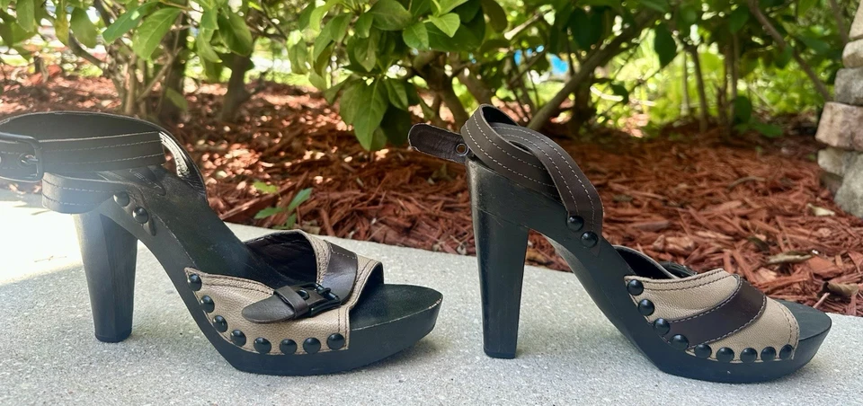 Sandalias de plataforma de cuero marrón Nine West Oceanside talla 9,5 correa al tobillo vintage  Foto 3 de 4