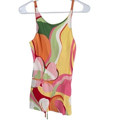 Sky to Moon Tank Top Women S Multicolor Psychedelic Floral Open Back ST-T1028B