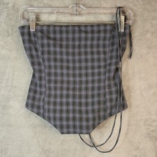 White Fox Lace Up Back Corset Plaid Purple Whimsigoth Gothic Size Sm Y2K Edgy
