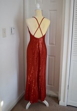 VTG Gunne Sax Jessica Mcclintock Red Sequin Long Formal Dress Gown Prom