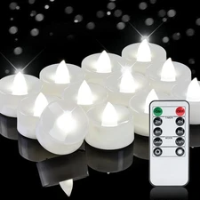 Homemory 12pcs Flameless LED Tea Pack of 12, Cool White Glow, Base 